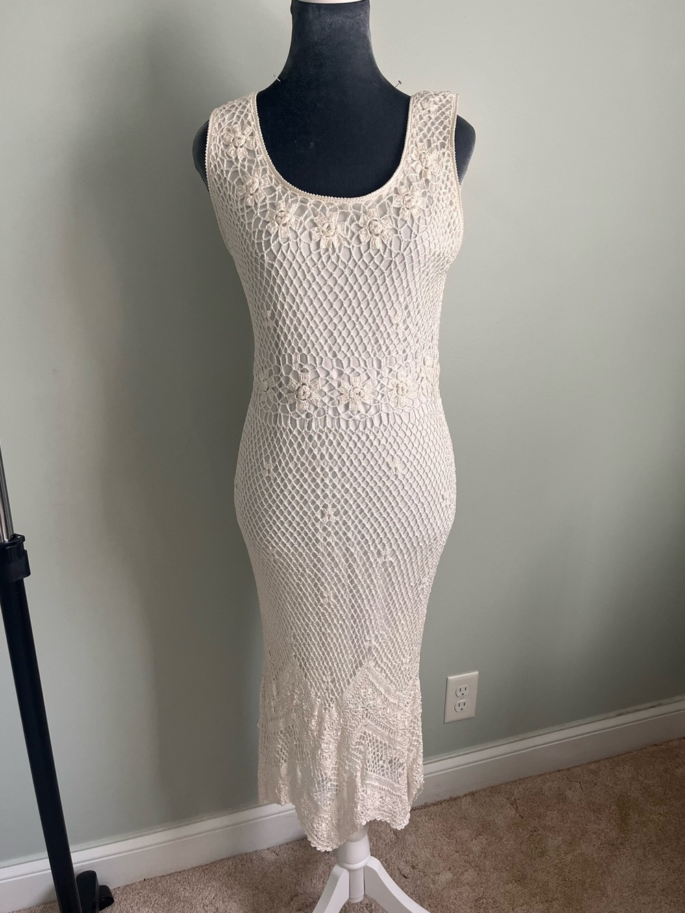 White House Black Market White Crochet Midi Dress